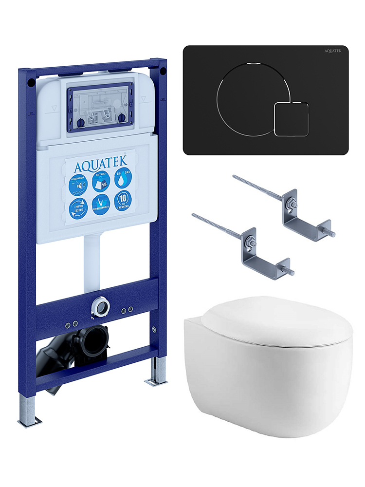 Комплект инсталляции 4 в 1 AQUATEK Альтаир (рама INS-0000025, кнопка KDI-0000069, унитаз AQ1980-00) cm-069
