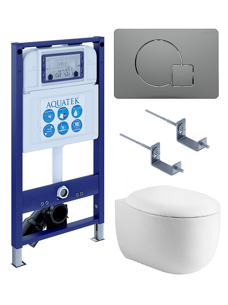 Комплект инсталляции 4 в 1 AQUATEK АЛЬТАИР (рама INS-0000025, кнопка KDI-0000070, унитаз AQ1980-00) cm-070
