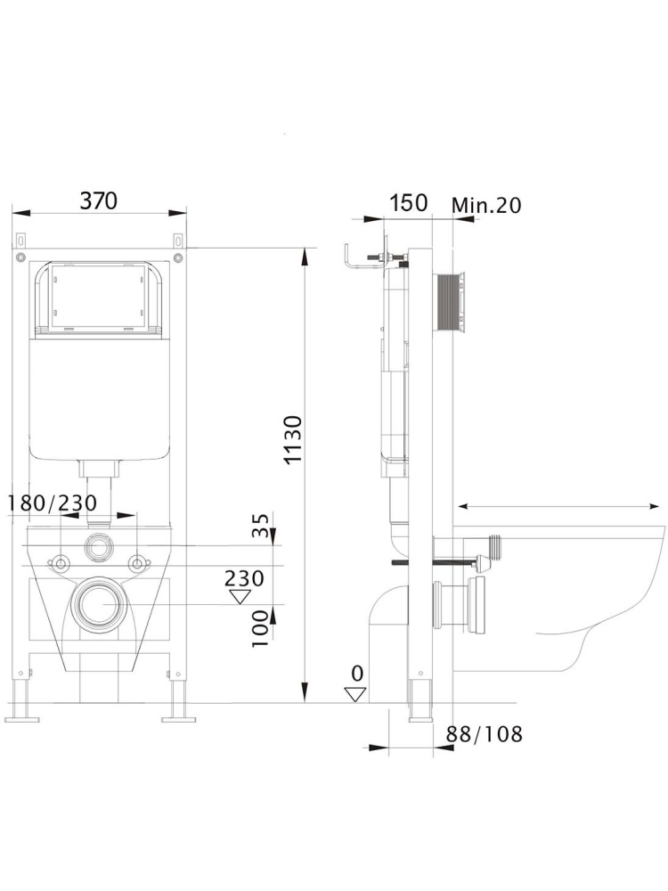 Комплект инсталляции 4 в 1 AQUATEK Европа New (рама INS-0000017, унитаз AQ1106L-00, кнопка KDI-0000043) ЕВРОПА New-INS17-043