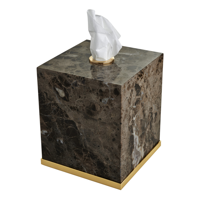 Контейнер для бумажных салфеток 3SC Palace настольный 130x130x150 мм мрамор Emperador Dark/золото PA71AEMGD
