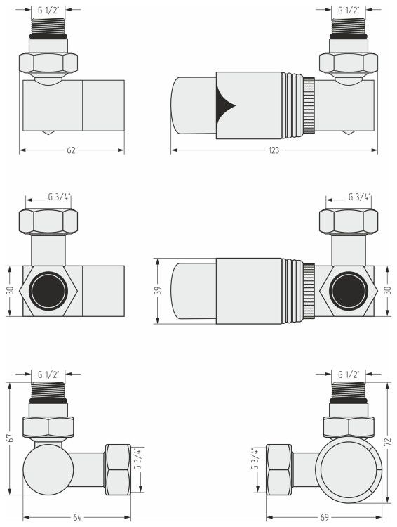 Терморегулятор Сунержа 3D автоматический набор правый G 1/2 x G 3/4 темный титан муар 1514220001
