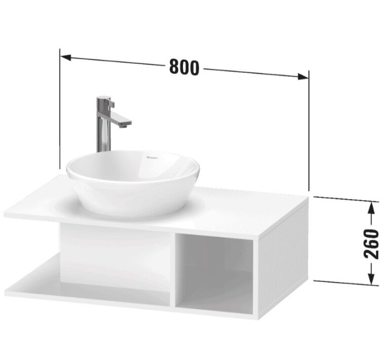 Тумба под раковину Duravit D-Neo подвесная 800x480x260 мм 1 открытое отделение цвет бетонно-серый матовый DE491800707