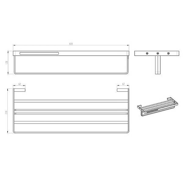 Полка для полотенец Boheme Q подвесная золото матовое 10947-MG