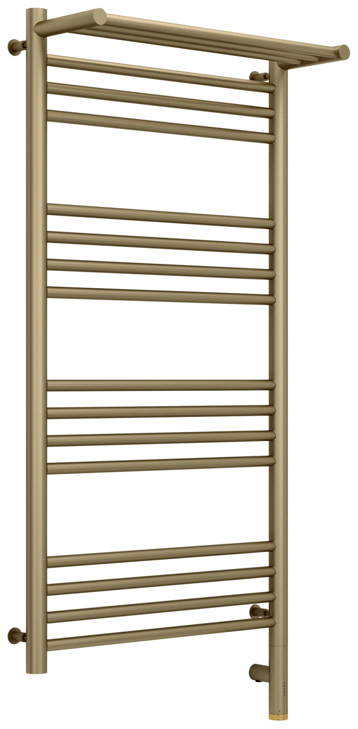 Полотенцесушитель электрический Сунержа Богема 3.0 с полкой 532x1124 мм правый золотой шелк матовый 32-5807-1050