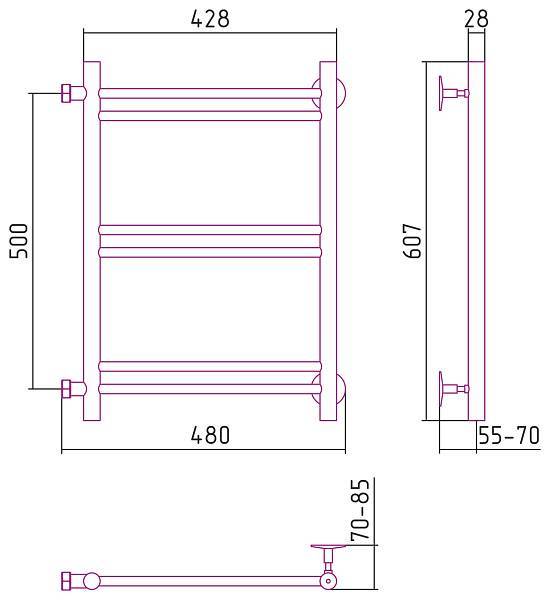 Полотенцесушитель водяной Стилье Версия-Б1 40x50 см белый 12611-5040