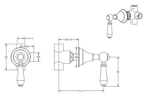 Дайвертер встраиваемый Boheme Imperiale золото глянцевое 623