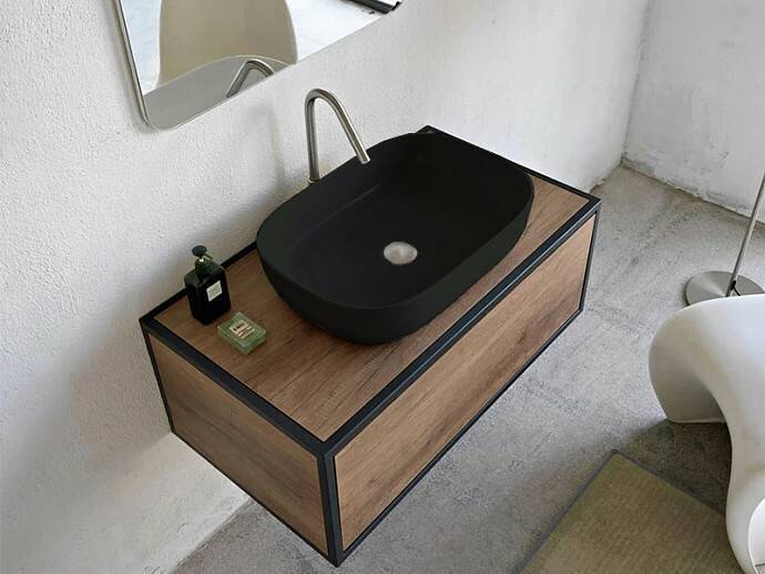 Раковина накладная Scarabeo Glam 56х39 см Ardesia BIOKER 1804/49BK