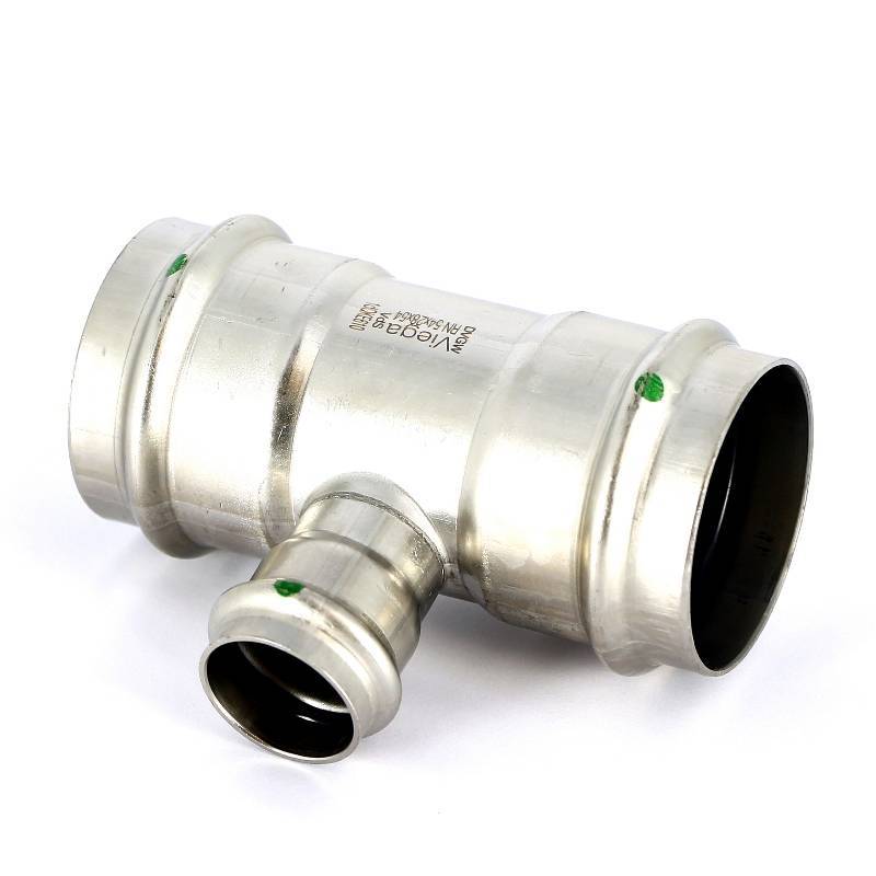 Тройник пресс нержавеющая сталь Viega Sanpress Inox 54х28х54 мм 436056