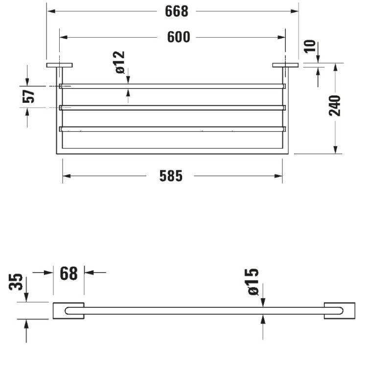 Полка для полотенец Duravit Karree 668 мм хром 0099621000