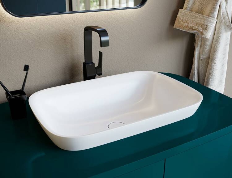 Раковина накладная Salini Marea 598х398х160 мм белый матовый 1802202M