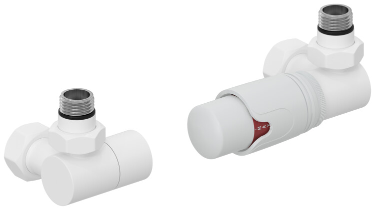 Комплект терморегуляторов Сунержа 3D автоматический правый G 1/2 x G 3/4 белый матовый 3014220001