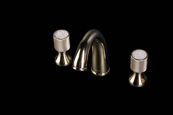 Смеситель для раковины Boheme Royal Cristal на 3 отверстия золото 297-Royal/CRST