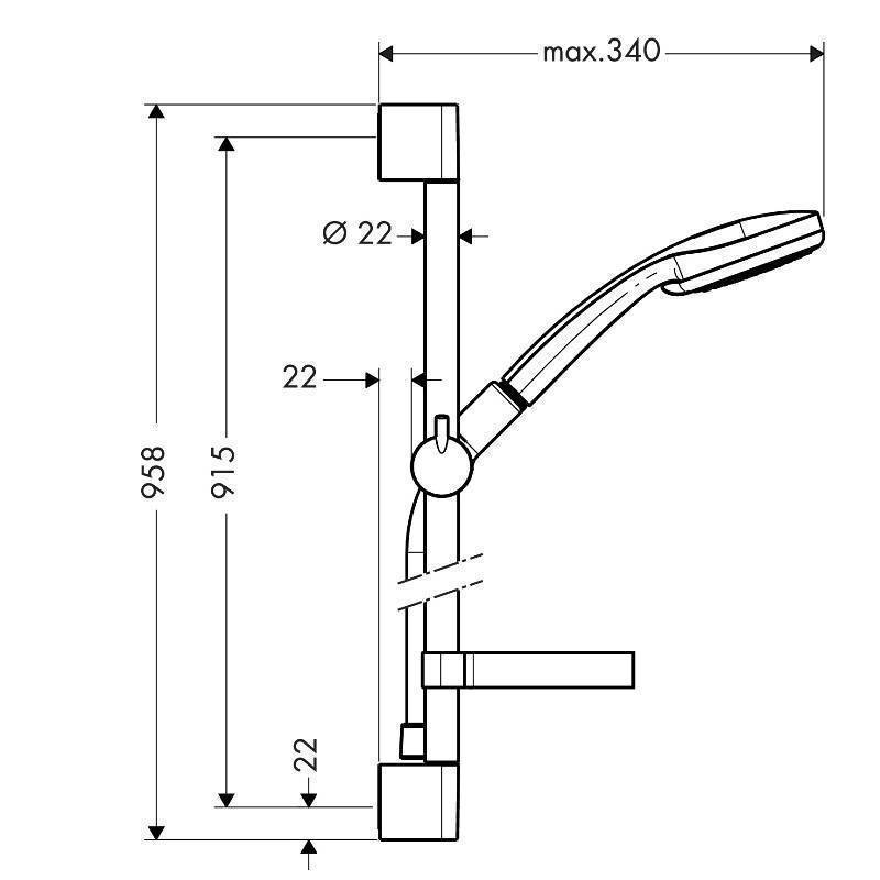 Душевой гарнитур Hansgrohe Croma 100 Multi со штангой 90 см и мыльницей хром 27774000
