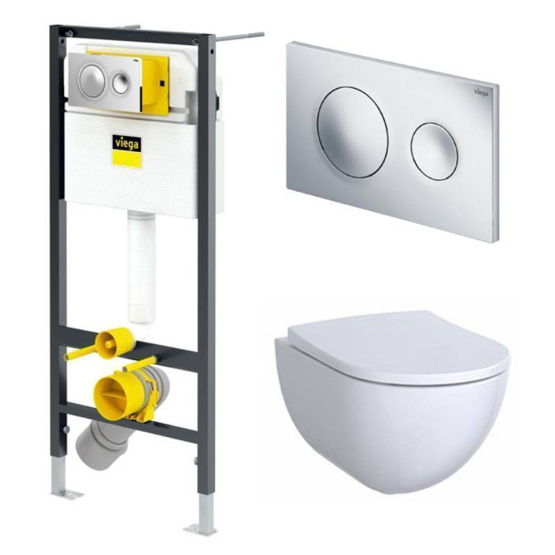 Комплект инсталляции для унитаза Viega Prevista Dry 1120 мм с кнопкой Visign for Life 6 хром матовый 792855