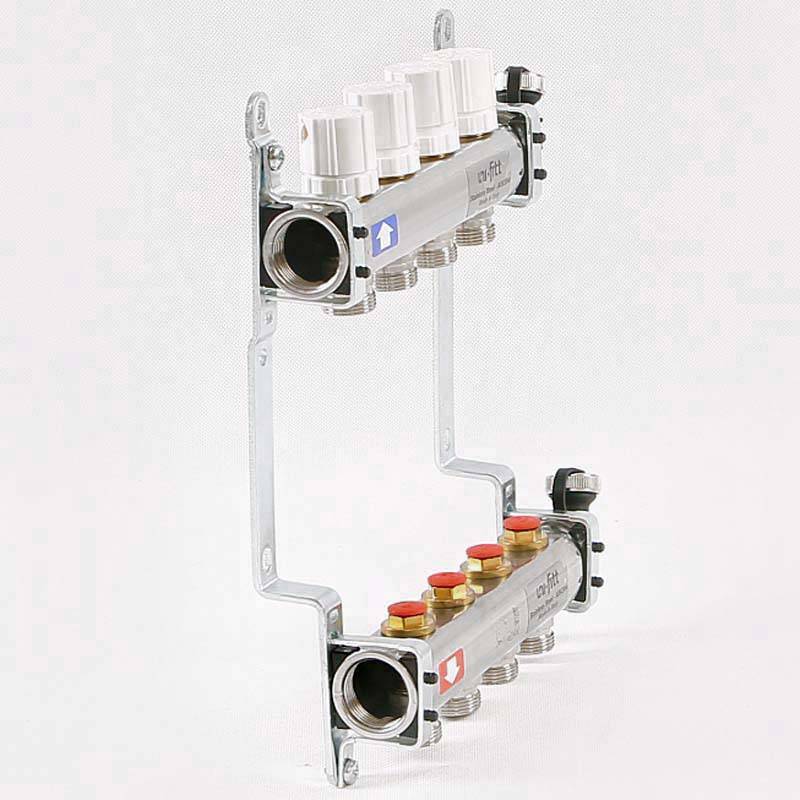 Коллекторная группа из нержавеющей стали Uni-Fitt 315S с регулировочными и термостатическими вентилями 1 x 3/4 EK 4 выхода 451I4304