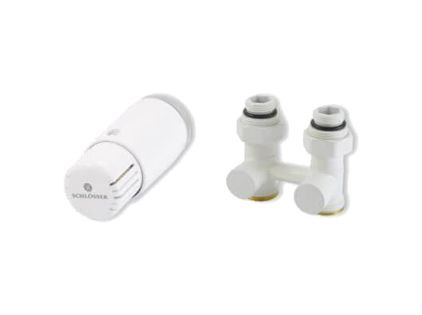 Комплект узла нижнего подключения Schlosser Standard прямой 3/4 с термоголовкой M30x1.5 белый 600800020