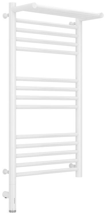 Полотенцесушитель электрический Сунержа Богема 3.0 с 1 полкой 800x400 мм МЭМ нижнее слева белый 1258068040