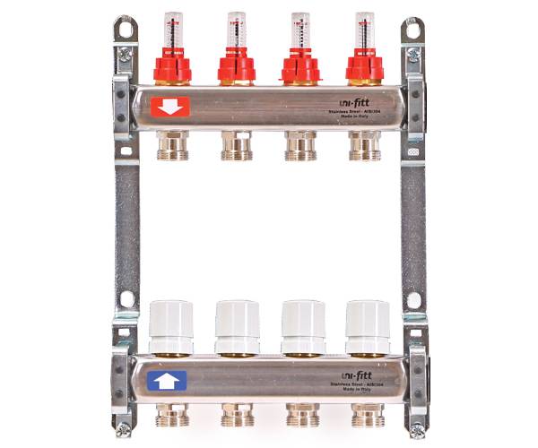 Коллекторная группа Uni-Fitt 450B 1 x 2 выхода 3/4 с расходомерами без концевиков 450B4302