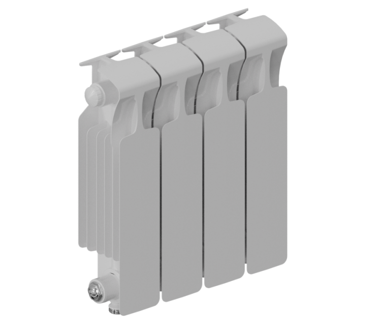 Радиатор биметаллический RIFAR MONOLIT VENTIL 300 5 секций нижнее подключение RAL 9016 MN-300-05-VR