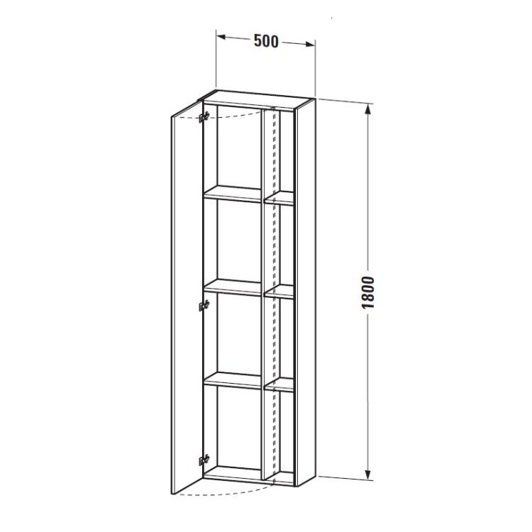 Шкаф-пенал Duravit DuraStyle 500x240x1800 мм подвесной петли слева белый матовый DS1248L1818