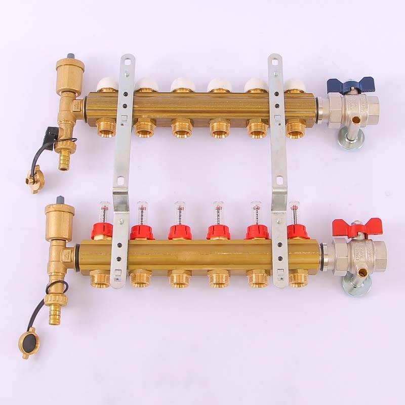 Коллекторная группа с термостатическими вентилями и расходомерами Tiemme 1x3/4 EK 6 выходов 3870002