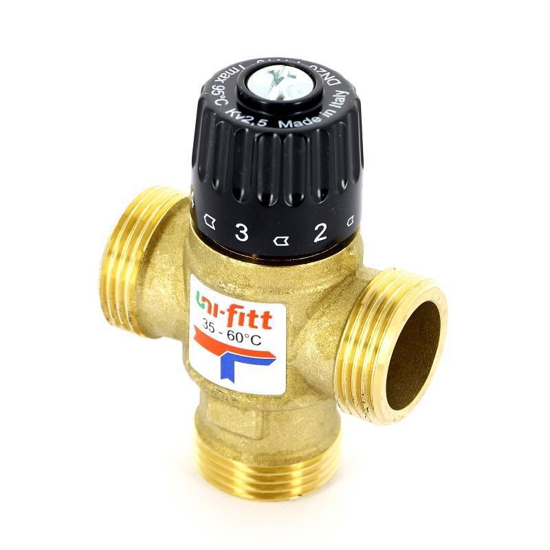 Клапан термосмесительный Uni-Fitt 1 35-60°C Kvs 2.5 боковое смешение 351G3540