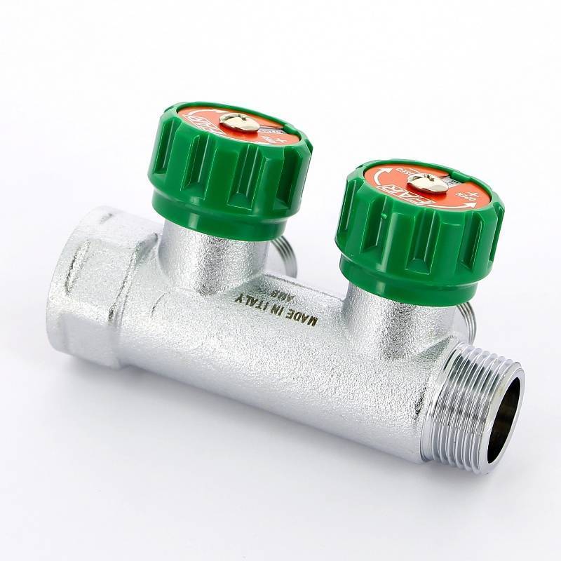 Коллектор проходной FAR 3/4 НВ 2 выхода 1/2 НР под плоское уплотнение 45 мм FK 3821 3412TP