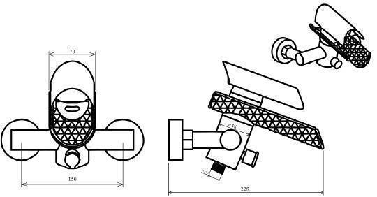 Смеситель для ванны с душем Boheme Hypnose хром 233-CR