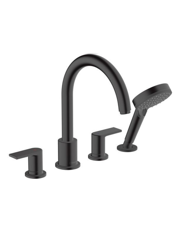 Смеситель на край ванны hansgrohe Vernis Blend на 4 отверстия внешняя часть матовый черный 71456670