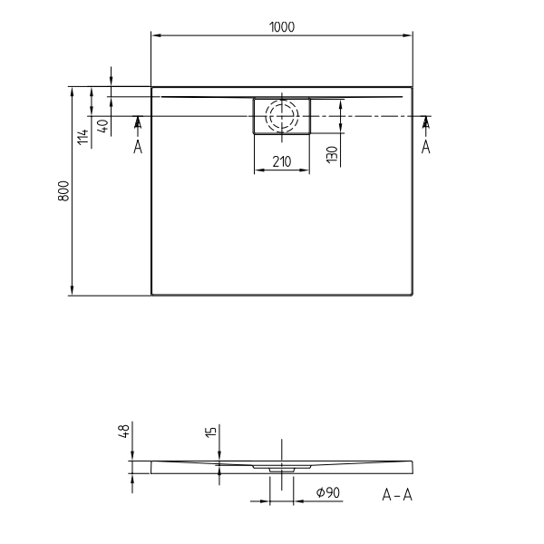 Душевой поддон Villeroy & Boch Architectura Metalrim 1000x800x48 мм белый UDA1080ARA248V01