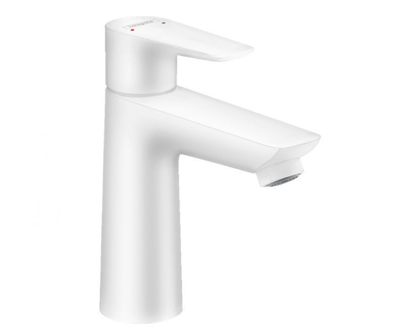 Смеситель для раковины hansgrohe Talis E 110 со сливным гарнитуром матовый белый 71710700