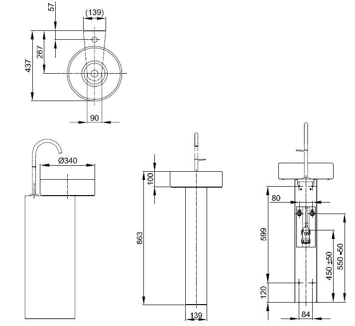 Раковина с пьедесталом Bette BetteSuno Pedestal 340x340x863 мм цвет белый A250000VK2