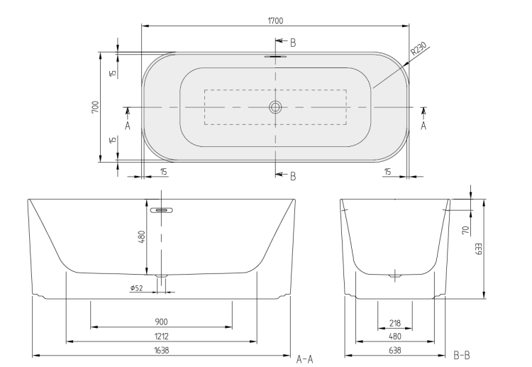 Ванна Villeroy & Boch Finion 1700x700 мм отдельностоящая цвет альпийский белый/золото UBQ177FIN7A300V201