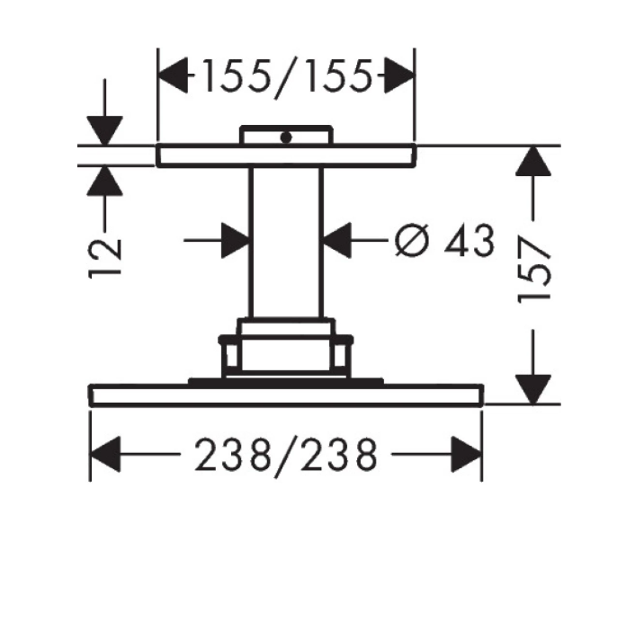 Верхний душ AXOR ShowerSolutions 250x250 мм потолочный 1 режим сталь 35308800