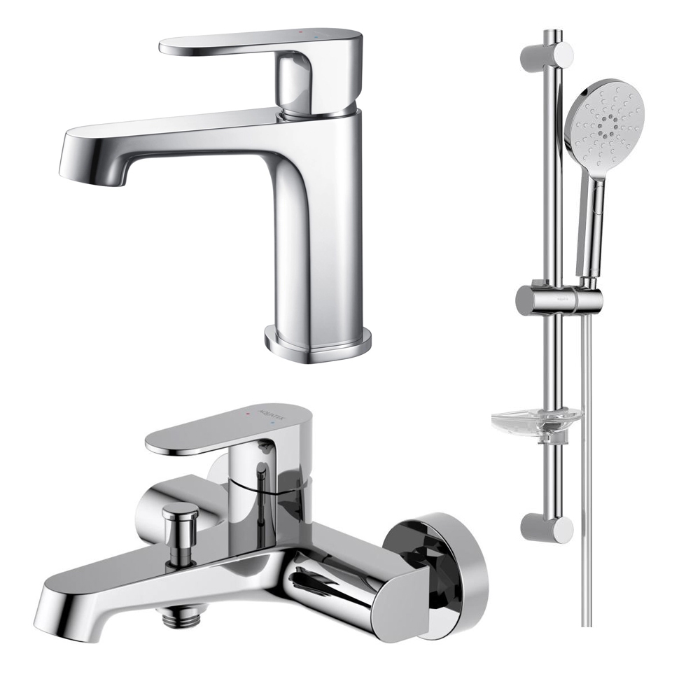 Набор смесителей 3 в 1 Aquanet Oberon (AQ1210CR/AQ1240CR/AQ2014CR) хром AQ1230CR