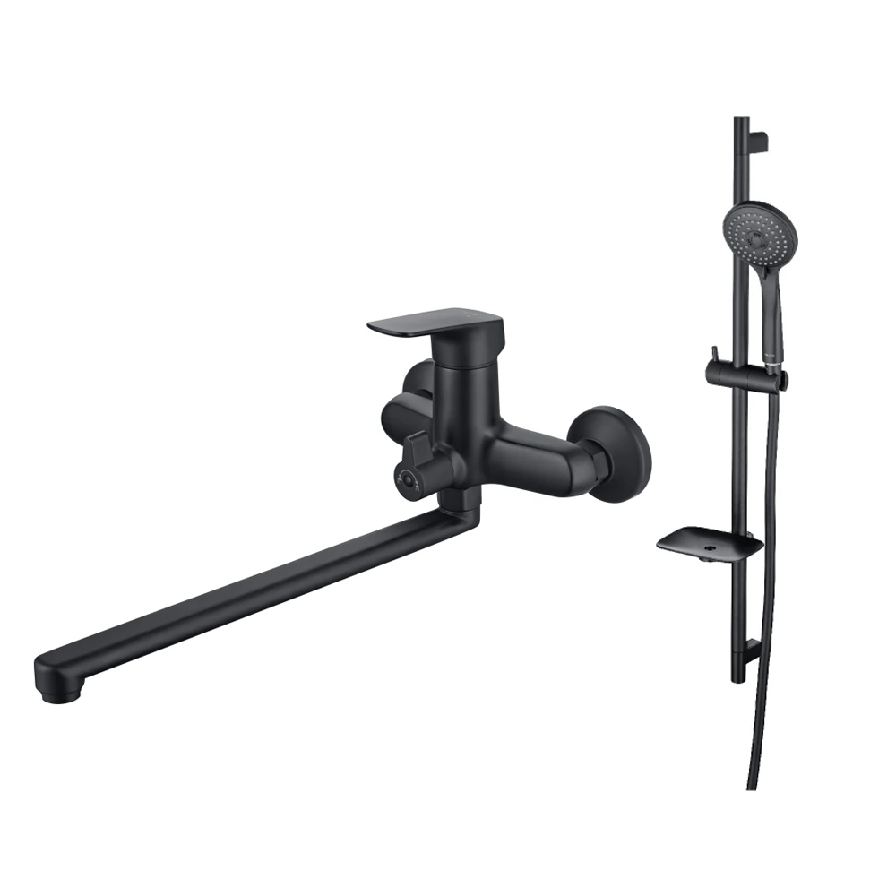 Набор смесителей 2 в 1 Aquanet Vega (AQ1042MB+AQ2011MB) матовый черный AQ1033MB