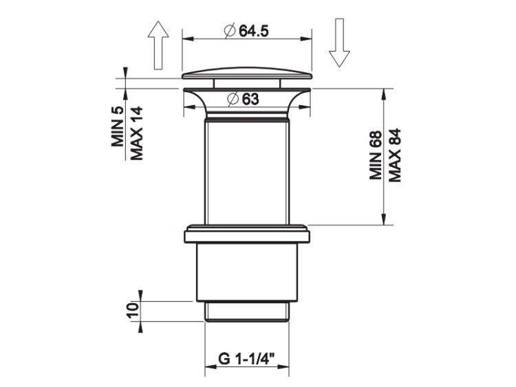 Донный клапан Gessi Technical Accessories 1 1/4 Stop&Go без перелива Finox 01423149