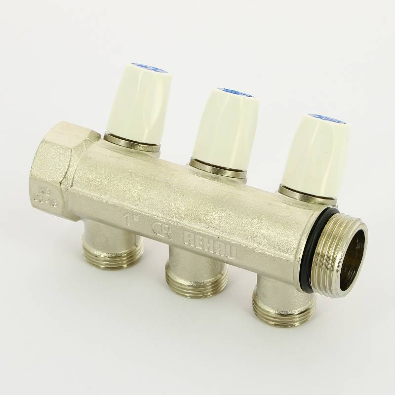 Коллектор с вентилями REHAU Rautitan MX 1х3/4 EK 3 выхода 40 мм никелированный 131645