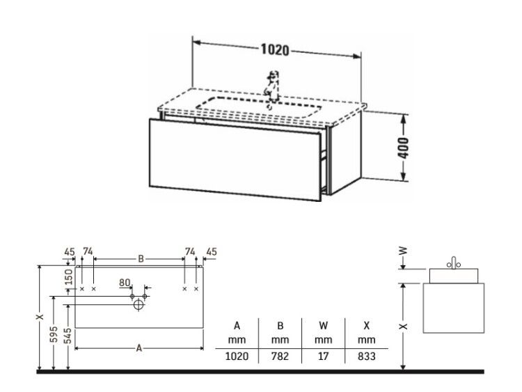 Тумба под раковину Duravit L-Cube 1020x481x400 мм подвесная белый глянцевый LC614202222
