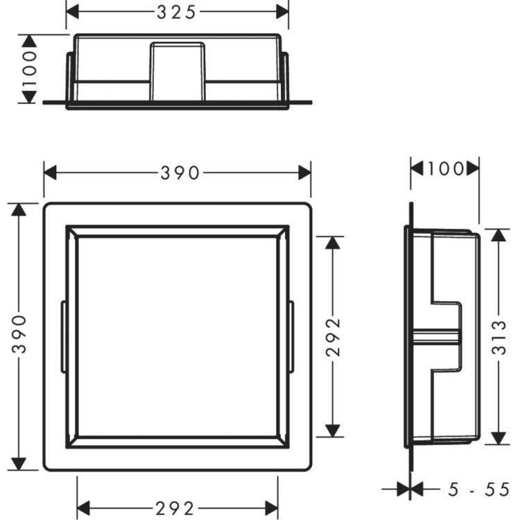 Встраиваемая ниша Hansgrohe XtraStoris Original 300x300x100 мм белый матовый 56061700