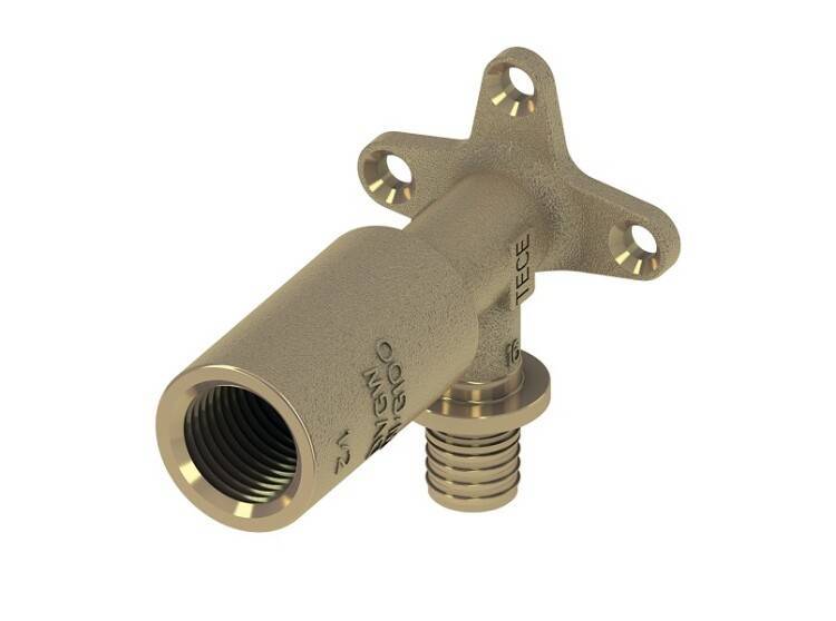 Уголок с настенным креплением удлиненный TECE TECEflex 16 x 1/2 латунь 768502