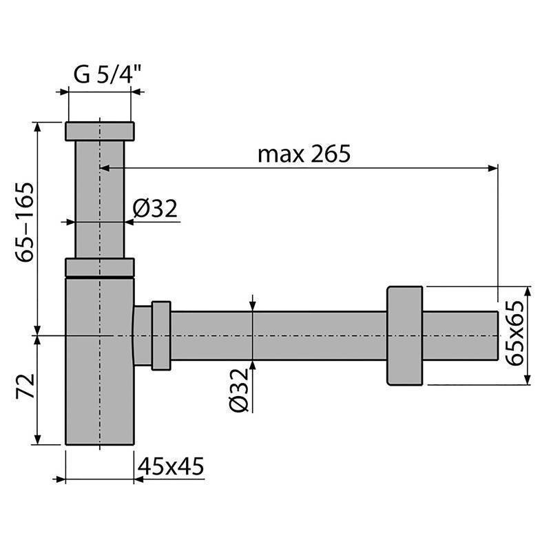 Сифон для раковины Alcaplast A401 бутылочный 1 1/4 x 32 мм квадратный хром A401