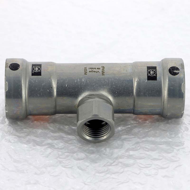 Тройник пресс-ВР оцинкованная сталь Viega Megapress 1x1/2x1 695187