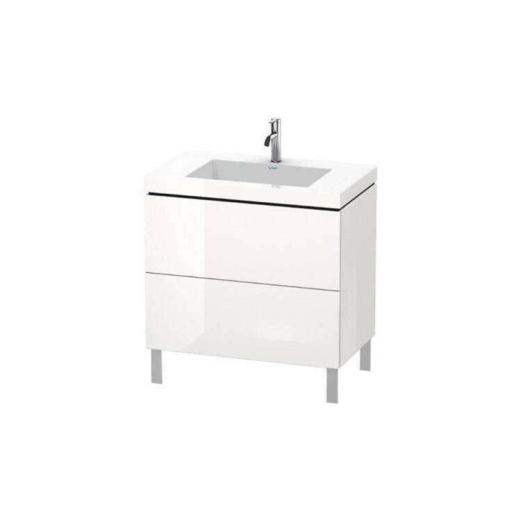 Тумба под раковину Duravit L-Cube 800х480х698 мм с ножками и раковиной белый глянцевый LC6937O2222/UV999200000