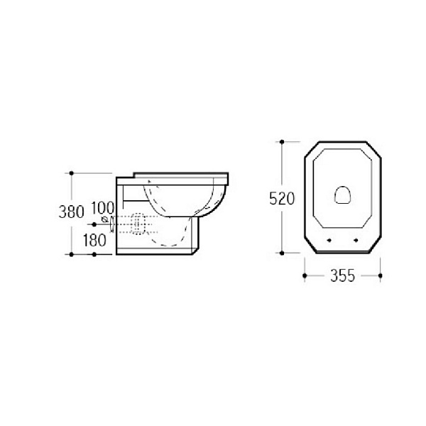 Унитаз подвесной Boheme Vogue 35.5х52х38 см белый 944