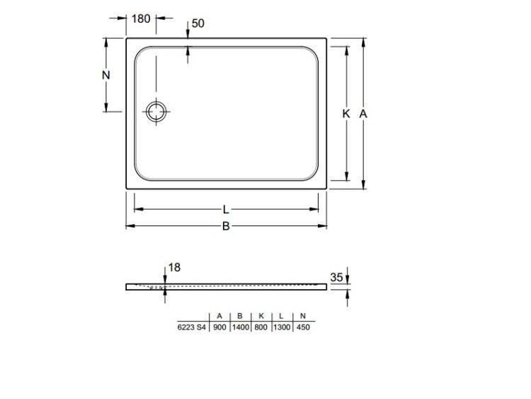 Душевой поддон Villeroy & Boch Lifetime Plus 1400x900 мм белый 6223S401
