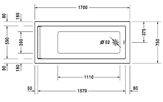 Ванна Duravit Starck 1700x750x460 мм белая 700335000000000