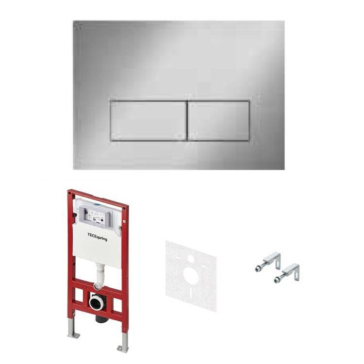 Инсталляция для унитаза TECE TeceSpring S с клавишей сталь сатин 955301