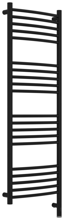 Полотенцесушитель электрический Сунержа Богема 3.1 выгнутая 1200x400 мм МЭМ нижнее правое подключение чёрный матовый HOG3160031240