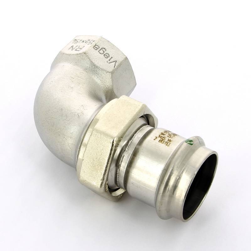 Угол разъемный пресс-В Viega Sanpress Inox 42х1 1/2 нержавеющая сталь 437367